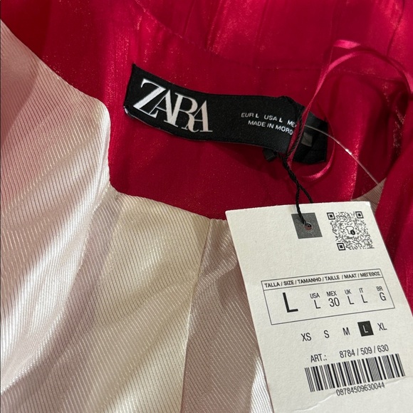 NWT ZARA Hot Pink Metallic Blazer Iridescent Pleated Power Jacket Fuchsia Blazer - Picture 9 of 9